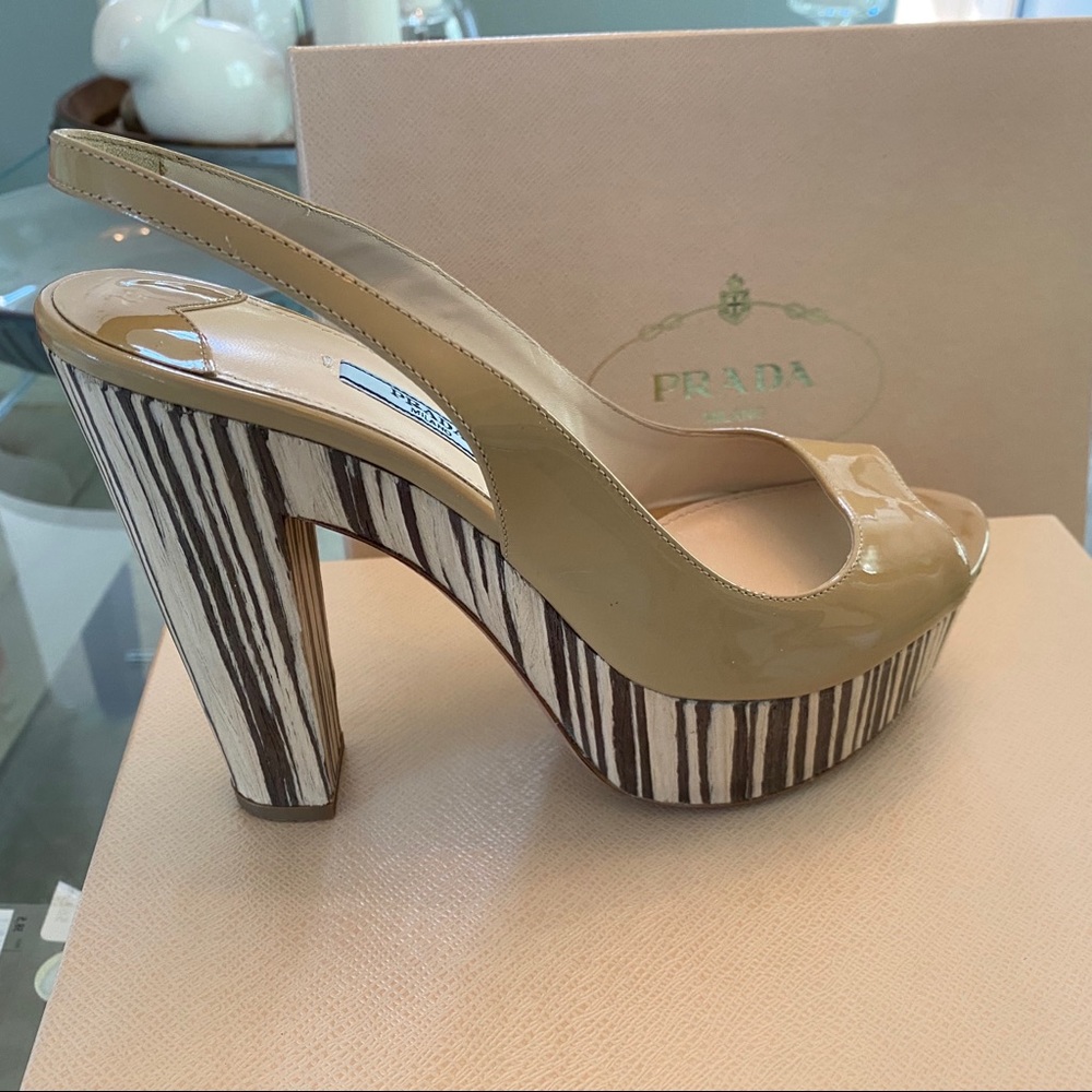 New, Never Worn Prada Patent Peep Toe Heels 8.5